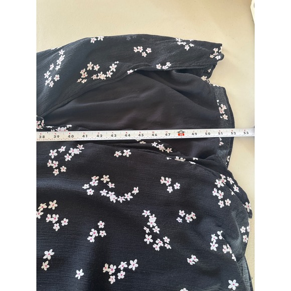 J. Jill Women's Size Large Black Floral Faux Wrap Ruffle Sleeveless Maxi Dress - Picture 5 of 13